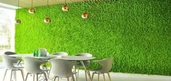 green artificial grass wall
